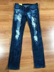 Machine Womens Distressed Rhinestone Jeans Size 3  - Picture 1 of 6