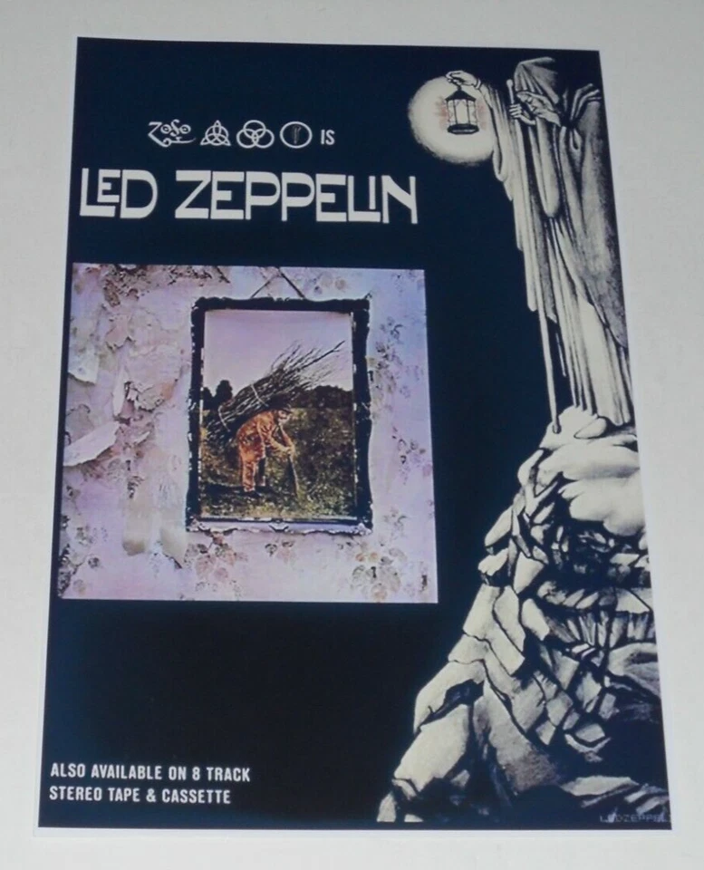 Led Zeppelin IV (Runes) Ad Poster from 1971 Robert Plant, Jimmy Page 19"x13" - Image 1 of 1