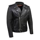 Milwaukee Leather Sh1011 Black Classic Brando Motorcycle Jacket For Men Made Of