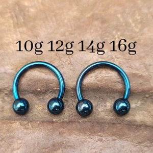 Blue Titanium Steel Horseshoes Pinchers Ear Plugs Gauges Septum Stretching Ring - Picture 1 of 4