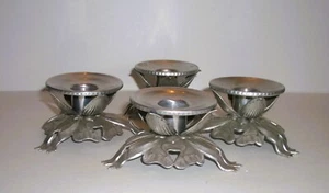 Vintage Rodney Kent Ribbon Tulip Petal Matching Set Of 4 Candle Holders Unmarked - Picture 1 of 7