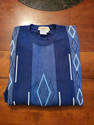 Men's MONTECHIARO Long Sleeve blue Pullover Sweater Sz. Large - Image 1 of 4