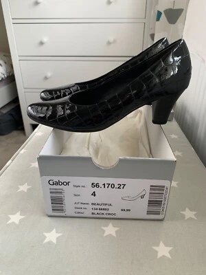 NUEVO Zapatos de Corte Gabor - charol negro - Talla UK 4G 'comodidad' ajuste más ancho Foto 1 de 4