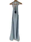 NBD Womens Blue Halter Party Dress Slit Side Zip Size L NEW
