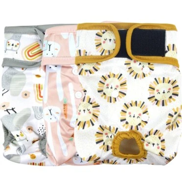 Pañales lavables para perro hembra (paquete de 3), XX-grandes reutilizables sin fugas pañales para perro Foto 1 de 4