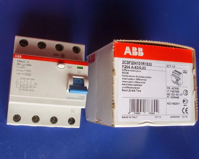 ABB DS201 DS301C B C F202A F204A 25 - 40 - 63A 30mA 0,03A LS FI-Schutzschalter - Bild 1 von 1