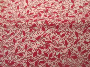 Cotton Fabric Small Red And White Leaves on White Craft Quilt 1yd x 44 - Picture 1 of 5