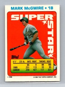 1990 Topps Stickers #36 Mark McGwire Barry Bonds