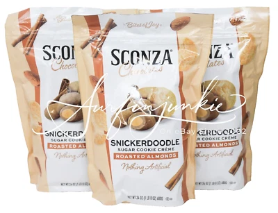 Sconza Chocolates Snickerdoodle Sugar Cookie Cream Creme Roasted Almonds 3 Bags