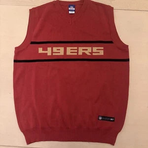 Reebok NFL San Francisco 49ers Niners Knit Sweater Vest Red Gold Large Vtg - Picture 1 of 8