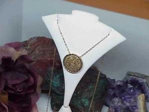 14k QVC Round Gold Drusy Sculpted Pendant w/Chain Necklace New w/Box - Picture 1 of 7