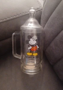 Vintage Walt Disney World MICKEY MOUSE Glass Clear Candy Jar with Lid - Picture 1 of 2