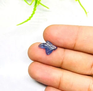 Rare 100% Natural Burmese Blue Sapphire Leaf Carving Gemstone-14x10x3mm, 2.75 Ct - Picture 1 of 3