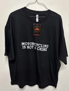Hot Leather Hog Alley Men's Black SS T-Shirt "Motorcycling is not a Crime" XL - Picture 1 of 3