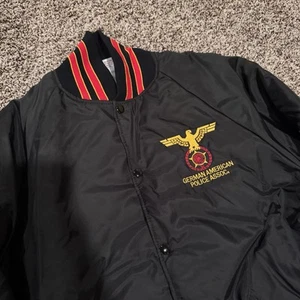 Vintage German American Police Association Embroidered Button Down Jacket Size M - Picture 1 of 11