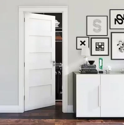 Coctelera 30" X 80" blanca imprimada 5 paneles núcleo macizo madera interior losa puerta Foto 1 de 4