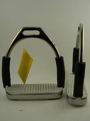 Estribos flexibles de acero inoxidable con banda de rodadura de agarre - 4 1/4" de ancho | Saltar y domar Foto 1 de 2