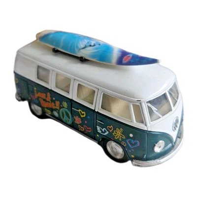 1962 VW Kombi Van Kinsmart 1:32 Die-Cast Pullback Bus with Surfboard Retro Model - Image 1 of 4
