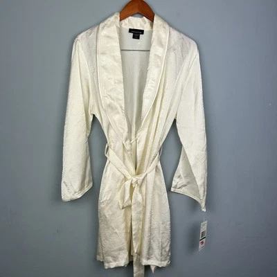 NWT JONES NEW YORK Satin shantung Wrap Kimono Robe Size L/XL belted in cream  - Image 1 of 4