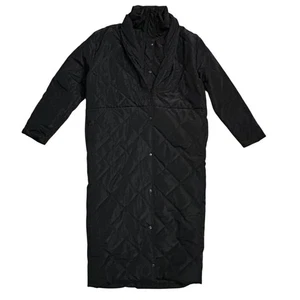 Pretty Little Thing Damengröße 16 langer gesteppter mittelschwerer gefütterter Mantel schwarz - Bild 1 von 9