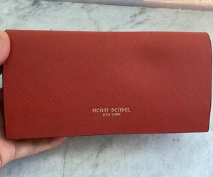 Vintage Henry Bendel rot Leder Wildleder innen Brille Sonnenbrillen Etui Etui - Bild 1 von 14