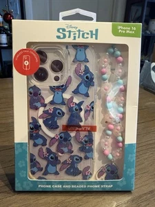 NUEVA Funda de Teléfono Flaca Dip Disney Stitch Correa con Cuentas iPhone 16 Pro Max Brillo - Imagen 1 de 8