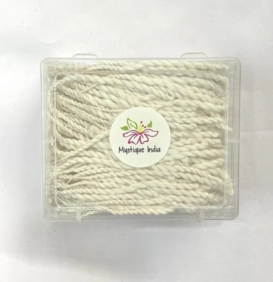 500 PC Long Cotton Twisted Wicks Diya Bati Puja Jyot for Akhand Oil Lamp - Image 1 of 4