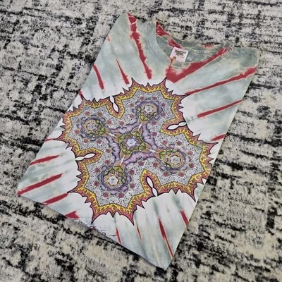 Vtg 90s Grateful Dead Phil Brown Longsleeve Tie Dye T-Shirt L Geometric Fractal - Image 1 of 4