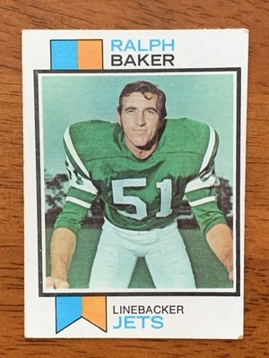 1973 Topps Football Card #486 - Ralph Baker, New York Jets - Excellent - Image 1 of 2