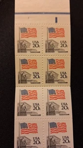 Scott #1896B P#2, M/F/NH, Flag over Memorial, Book of 20, 20 cent, 1st Class St  - Picture 1 of 3