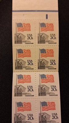 Scott #1896B P#2, M/F/NH, Flag over Memorial, Book of 20, 20 cent, 1st Class St  - Image 1 of 3