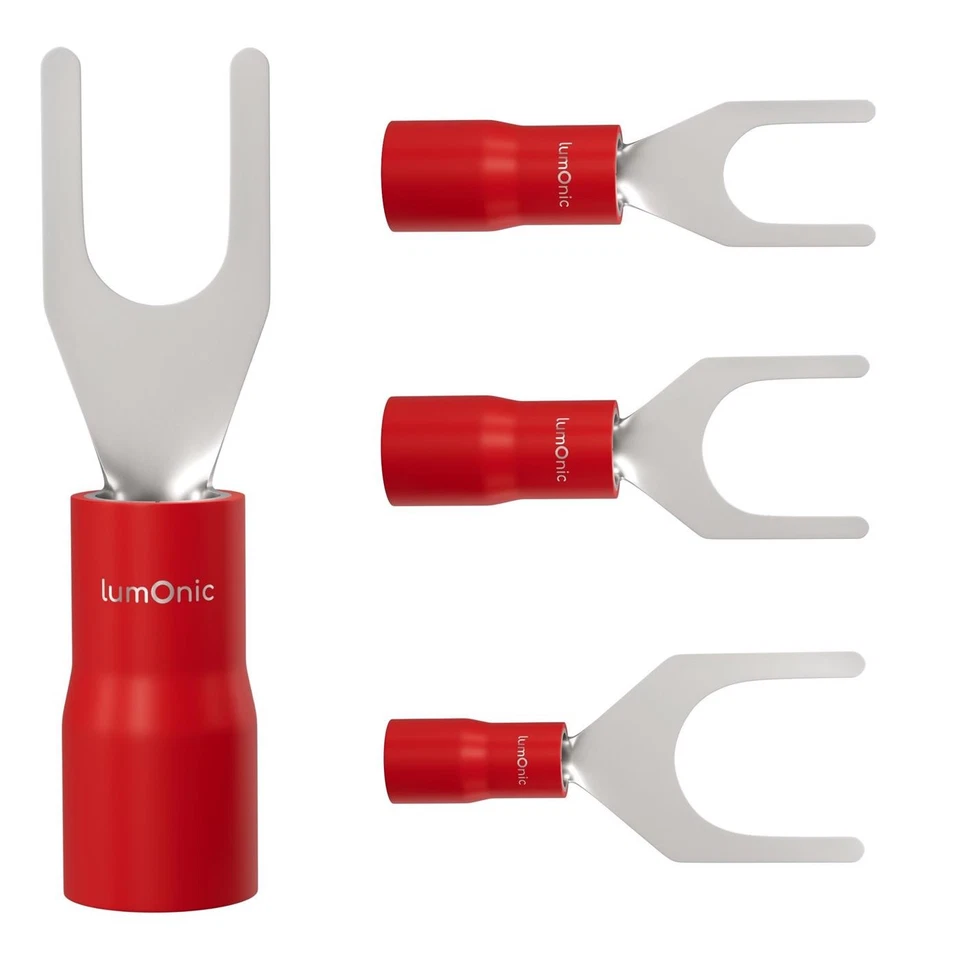 LUMONIC 25x Gabelkabelschuh teilisoliert 0,5-1,5mm² Rot Gabelschuh Kupfer verzinnt