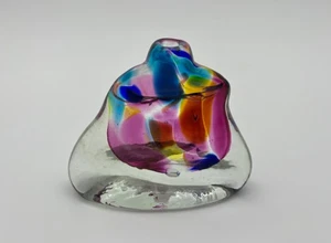 Vintage Handblown Glass Bottle Vase Chris Comins Style Colorful Single Flower - Bild 1 von 9