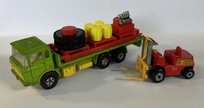 MATCHBOX SUPERKINGS K13 K20 Flat Bed DAF TRUCK LIME with 3D PRINTED ramp & Cargo - Image 1 of 4