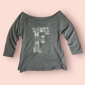 Y2K 2000s Abercrombie & Fitch Off The Shoulder 3/4 Sleeve Top Grunge Size Small - Picture 1 of 4