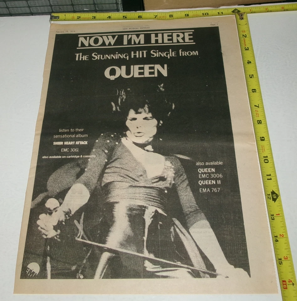 QUEEN Vintage Album Single AD Advert  1975 Now I'm Here Sheer Mercury May Glam - Image 1 of 1