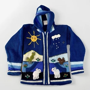 Handmade Sweater Kids’ Girls’ Boys’ 3T Hoodie Zip Wool Llama Alpaca Peru Unisex - Picture 1 of 13