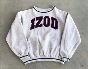 Vintage IZOD Sweatshirt Size Medium 80s 90s Spell Out Embroidered Crewneck - Picture 1 of 6