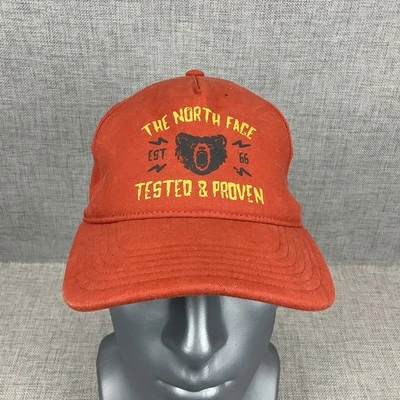 The North Face Snapback Hat Orange Adult Unisex Tested and Proven Bear Hiking - Image 1 of 4
