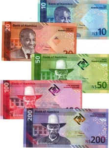 2025 Namibia Banknote P20 to P24 10 to 200 Dollars UNC FULL SET - Picture 1 of 6