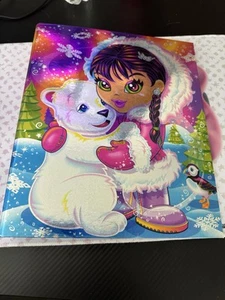 Vintage Y2K Lisa Frank Eskimo Mädchen Eisbär Glitzer Prisma 3 Ringordner - Bild 1 von 13