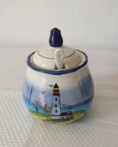 Tony Brown Zuckerdose Maritim Design mit Deckel und Löffel - Bild 1 von 2