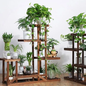 5 Tiers Wooden Plant Pot Stand Flower Display Shelf Garden Patio Indoor Outdoor - Picture 1 of 10