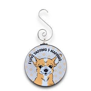 Mini adorno hecho a mano para decoración navideña regalo Chihuahua perro gritando y durmiendo - Imagen 1 de 20