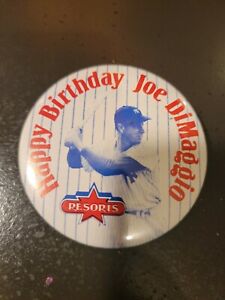 1980's Joe Dimaggio Resorts 3' Button Pin "Happy Birthday Joe Dimaggio"
