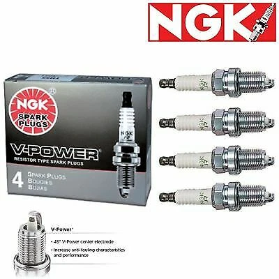 4 Pcs V-Power Spark Plugs NGK 1996-1998 Chrysler Sebring 2.4L L4 Kit Set Foto 1 de 4