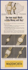 Reloj Wadsworth De Colección 1953 Wayne Elizabeth Marcella RARO Estampado Anuncio Años 50 - Imagen 1 de 1