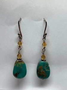 Silpada 925 Sterling Silver Turquoise Dangle Earrings Pierced - Picture 1 of 6