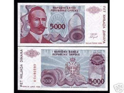BOSNIA & HERZEGOVINA 5000 5,000 DINARA x 100 Pcs Lot 1993 BUNDLE P-149 UNC NOTE - Image 1 of 2