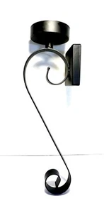 BLACK IRON Large Candle Scroll Work Wall Sconce Hurricane Primitive Industrial L - Picture 1 of 3